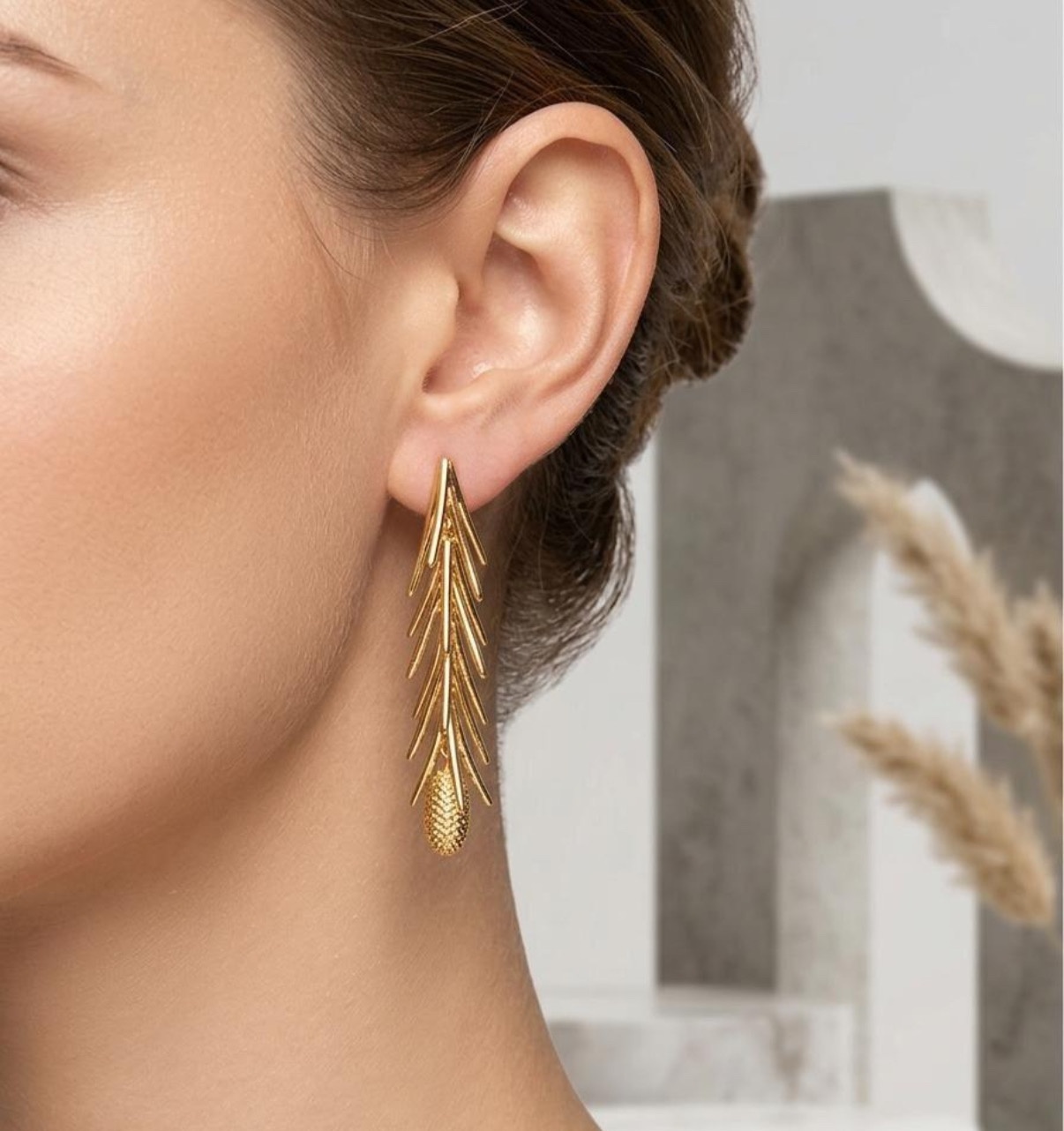 Long Earrings - Golden (FUER-4)