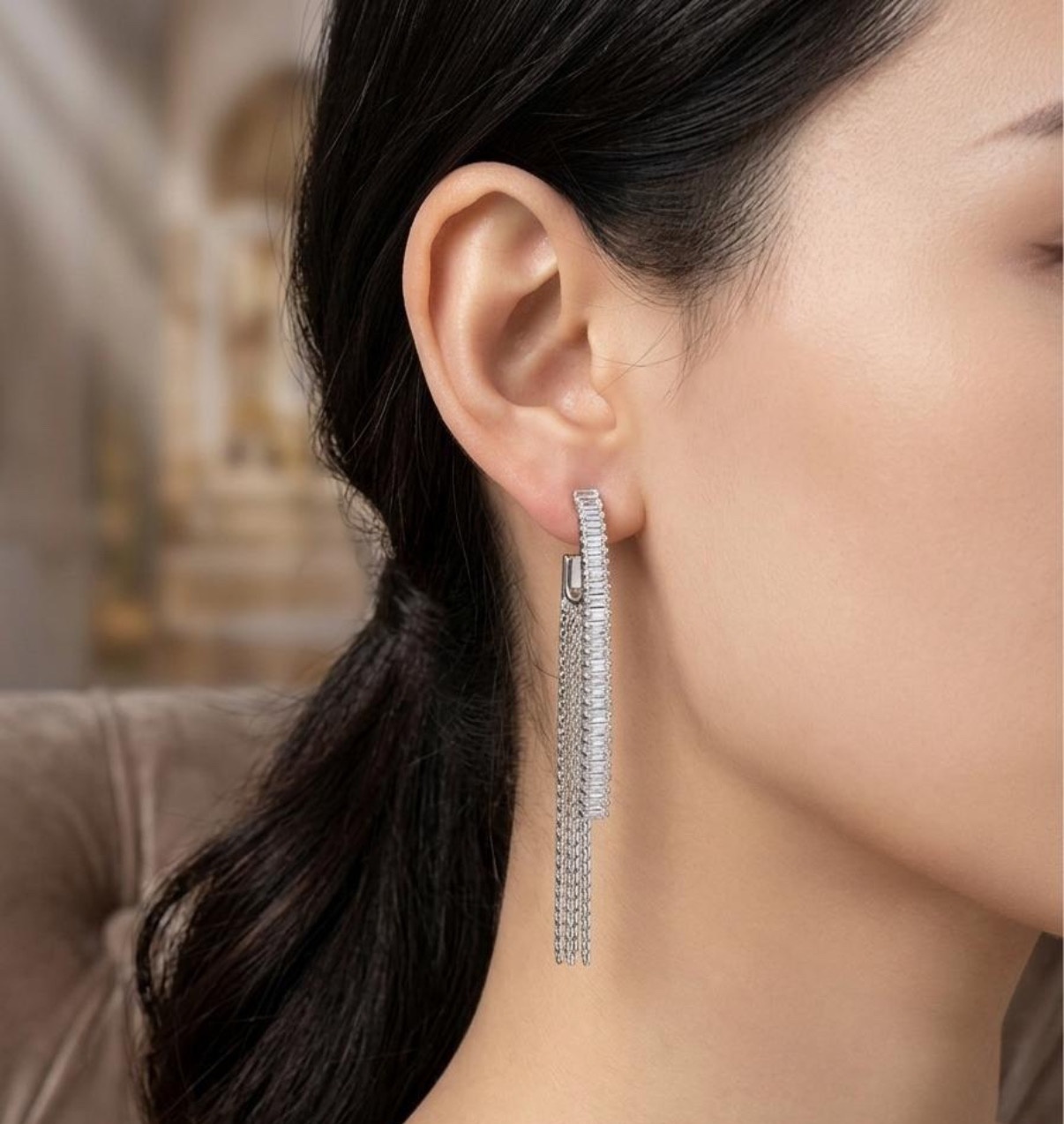 Long Earrings - Silver (FUER-82)